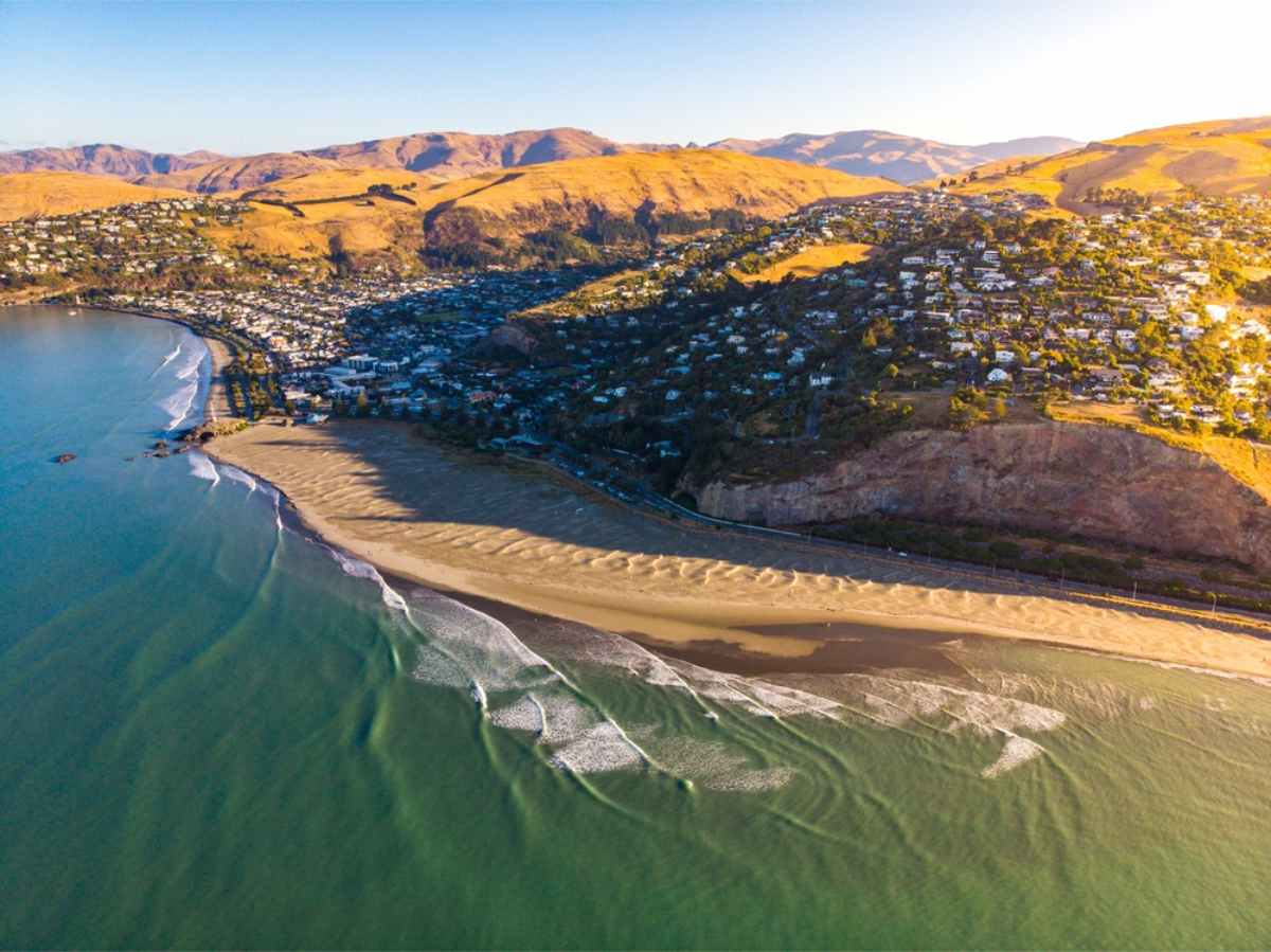 Drone views of South Brightron beach, NZ